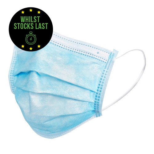 3 Ply Non Latex Type II Face Masks (Pack of 50) While Stock Lasts