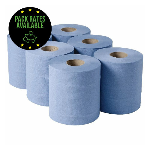 Blue Centre Feed Hand Wiper Rolls (6 pack) Pack Rates