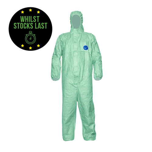 Green Tyvek Chemical Resistant Disposable Spraysuit Type 5/6 Pack Rates