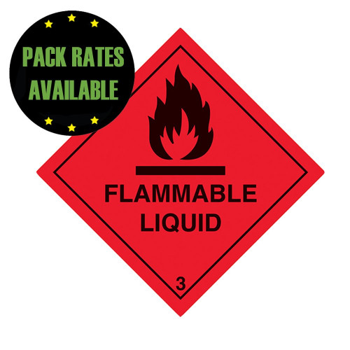 Flammable Liquid Self Adhesive Label 100x100mm