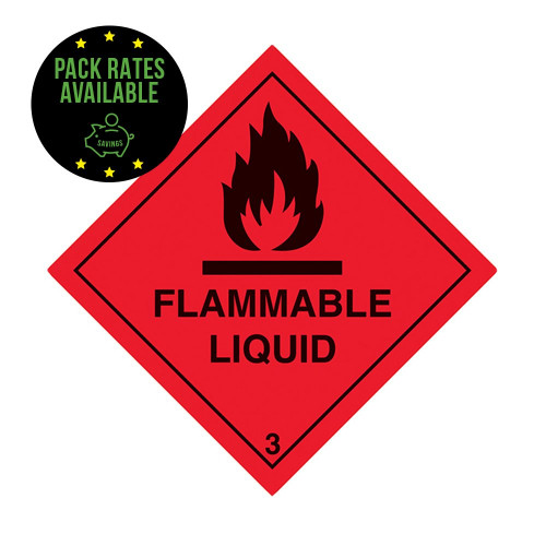 Flammable Liquid Self Adhesive Label 100x100mm Pack Rates