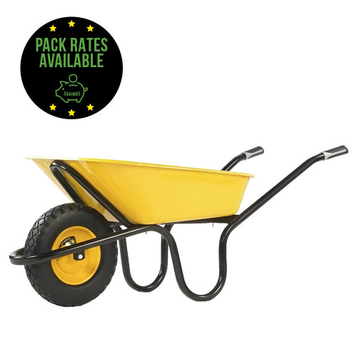 Haemmerlin Alpha Original 1041 90L H/D Wheelbarrow, Pneumatic Tyre, Yellow Pack Rates