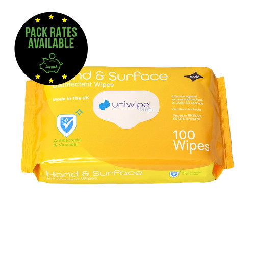 Hand & Surface Anti Bac Wipes, 100 Per Pack Pack Rates