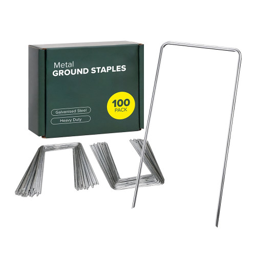 Metal Ground Staples 6inch Long - 4inch Wide (Pack of 100)