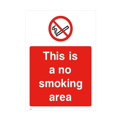 No Smoking Area Sign - Plastic and Drilled A4 (210mm x 297mm)