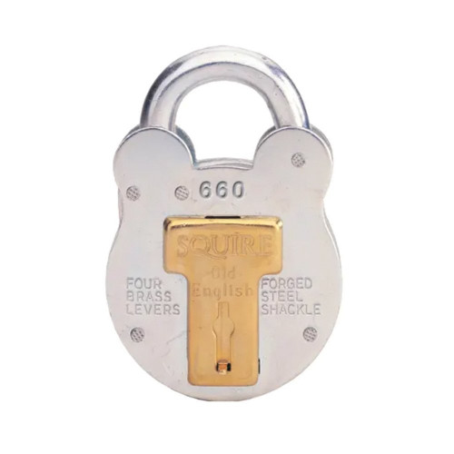 Old English Padlock with Steel Case 64mm Keyed