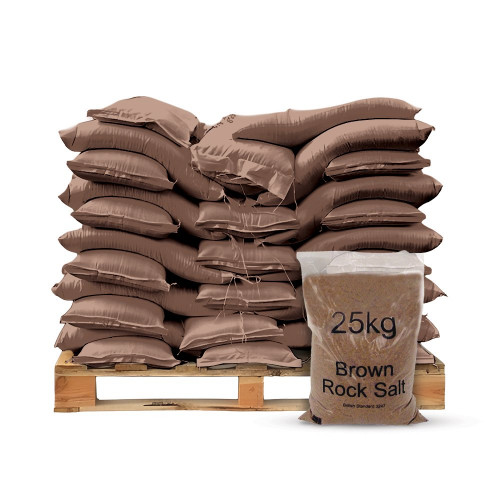 Pallet of 40 x 25kg Brown Rock Salt