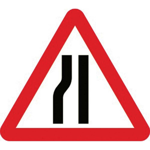 Steel Road Sign Plate - 'Road Narrows N/S'