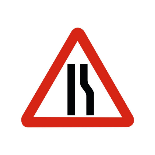Steel Road Sign Plate - Road Narrows O/S