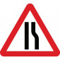 Road Sign Plate 750mm Triangle,  'Road Narrows O/S'