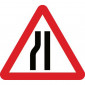 Road Sign Plate 750mm Triangle,  'Road Narrows N/S'