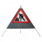 Quazar Roll up Triangular Sign - Men at Work - READ DESCRIPTION