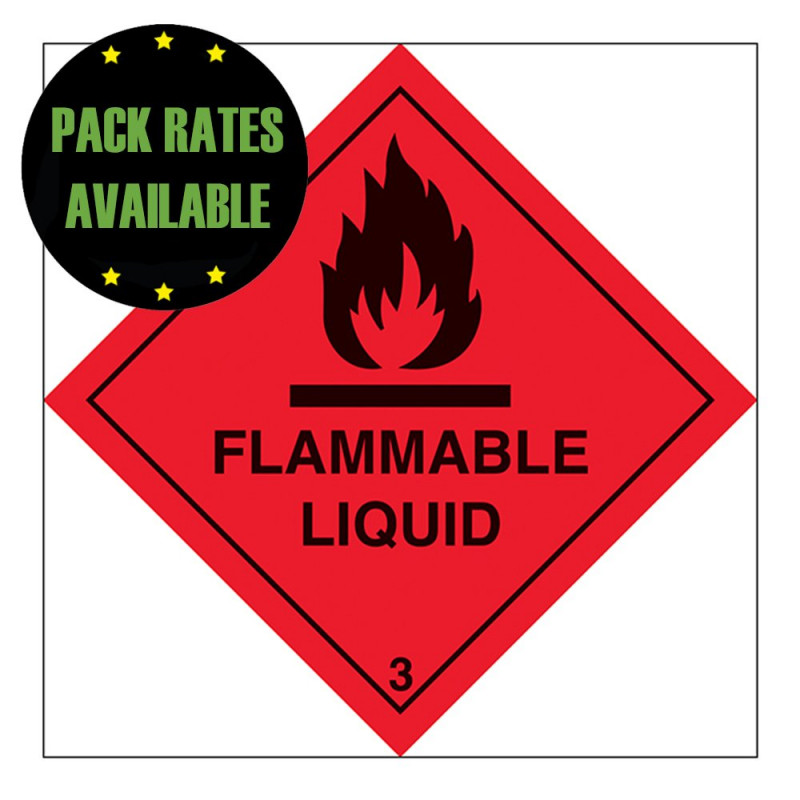 Flammable Liquid Self Adhesive Label 100x100mm